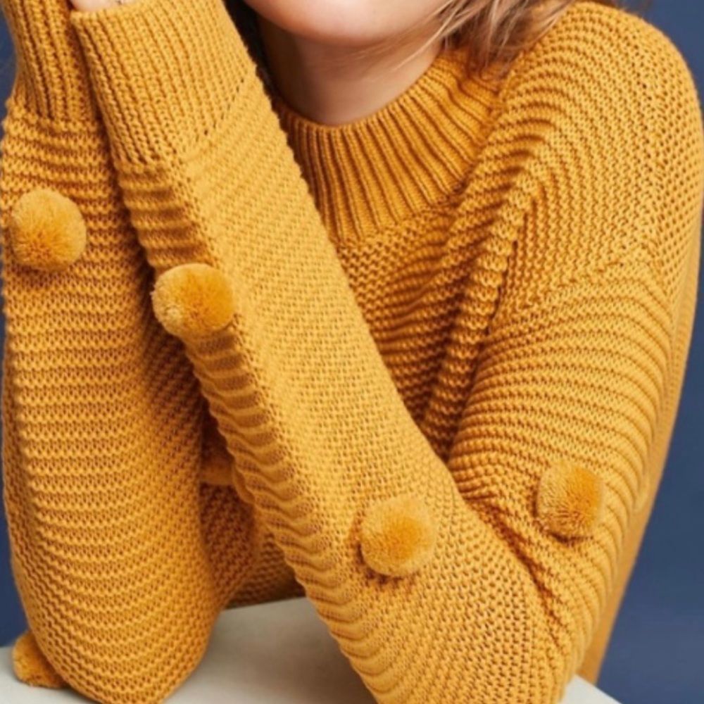 Mock Neck Anthropologie Golden Yellow Sweater - Size M